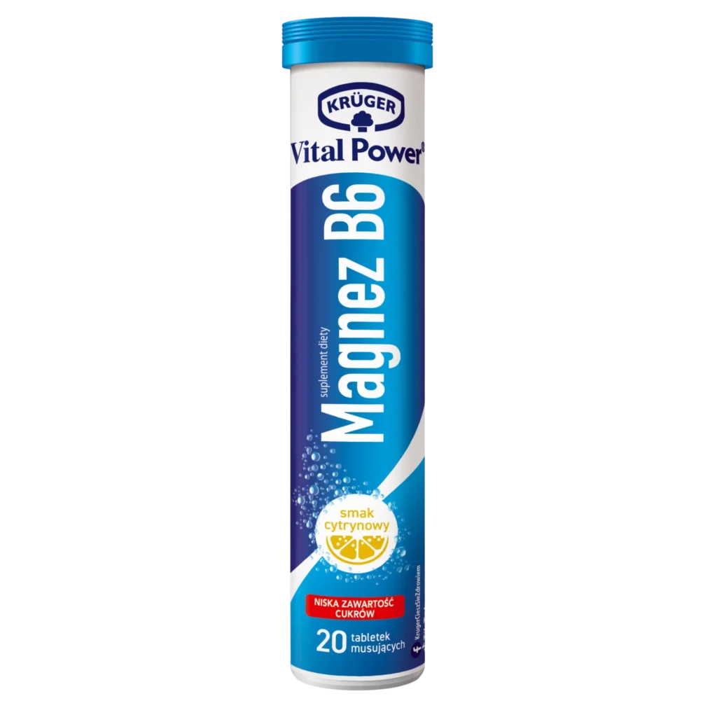 Krüger Vital Power Magnesium Relax Melissa + B6 – Refreshing Relaxation Support – 20 Effervescent Tablets