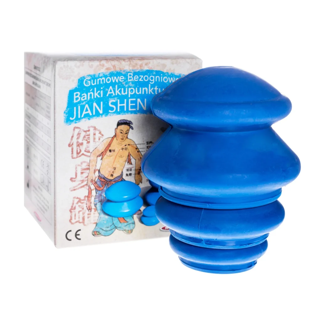 Jian Shen Guan Fireless Rubber Acupuncture Cups – Easy Cupping Therapy Set – 4 pcs