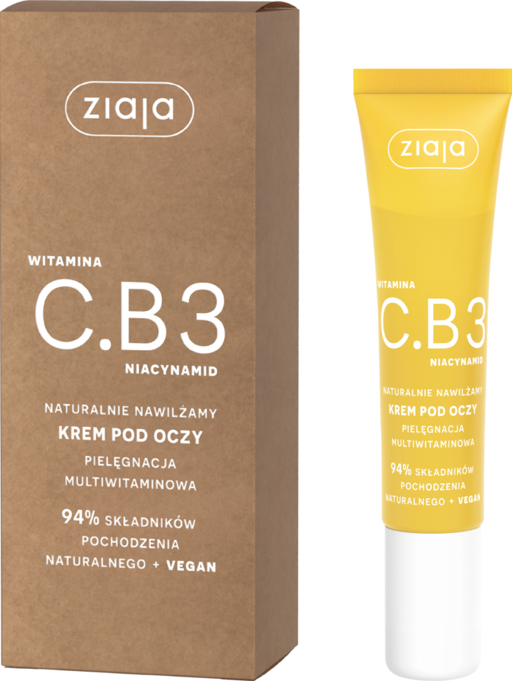Ziaja Vitamin C.B3 Niacinamide Eye Cream – Smoothing & Moisturizing Vitamin Eye Care – 15 mL