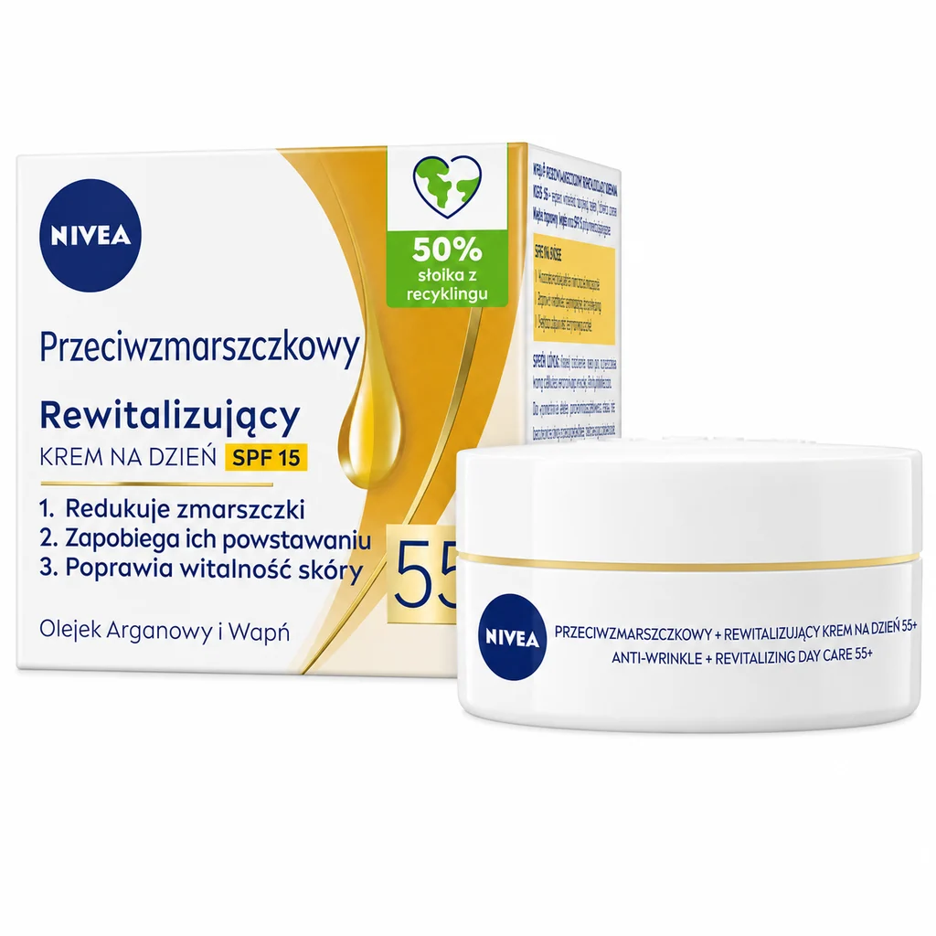 Nivea Rewitalizujący Krem na Dzień 55+ 50 ml | Powerful Anti-Wrinkle Revitalizing Cream SPF 15
